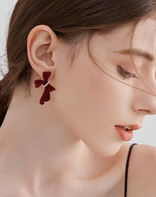 Red Velvet Pearl Earrings