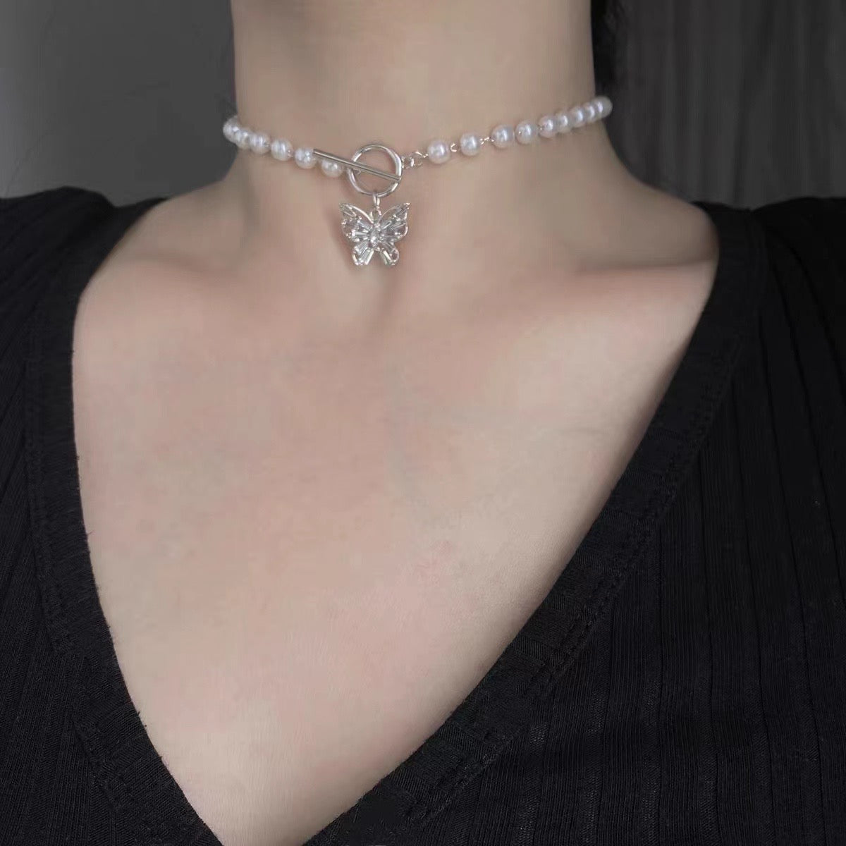 Pearl Butterfly Choker