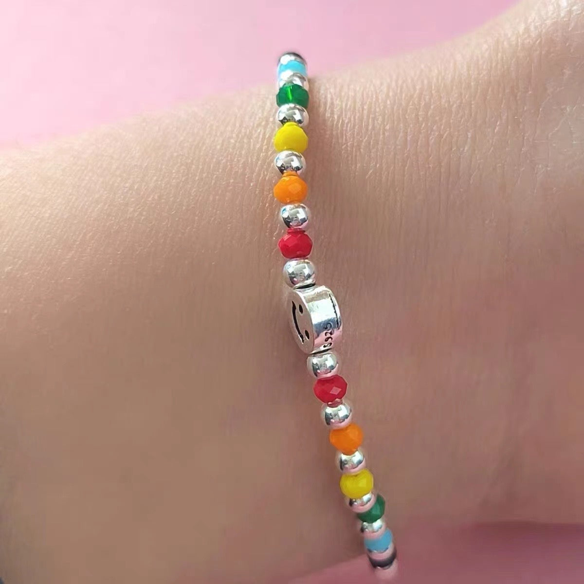 925 Sterling Silver Smile Face Bracelet