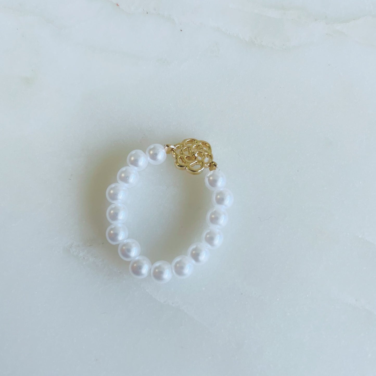 Pearl Camellia Flower Ring