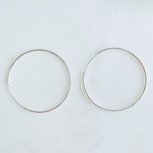 s925 60mm Large Simple Hoop