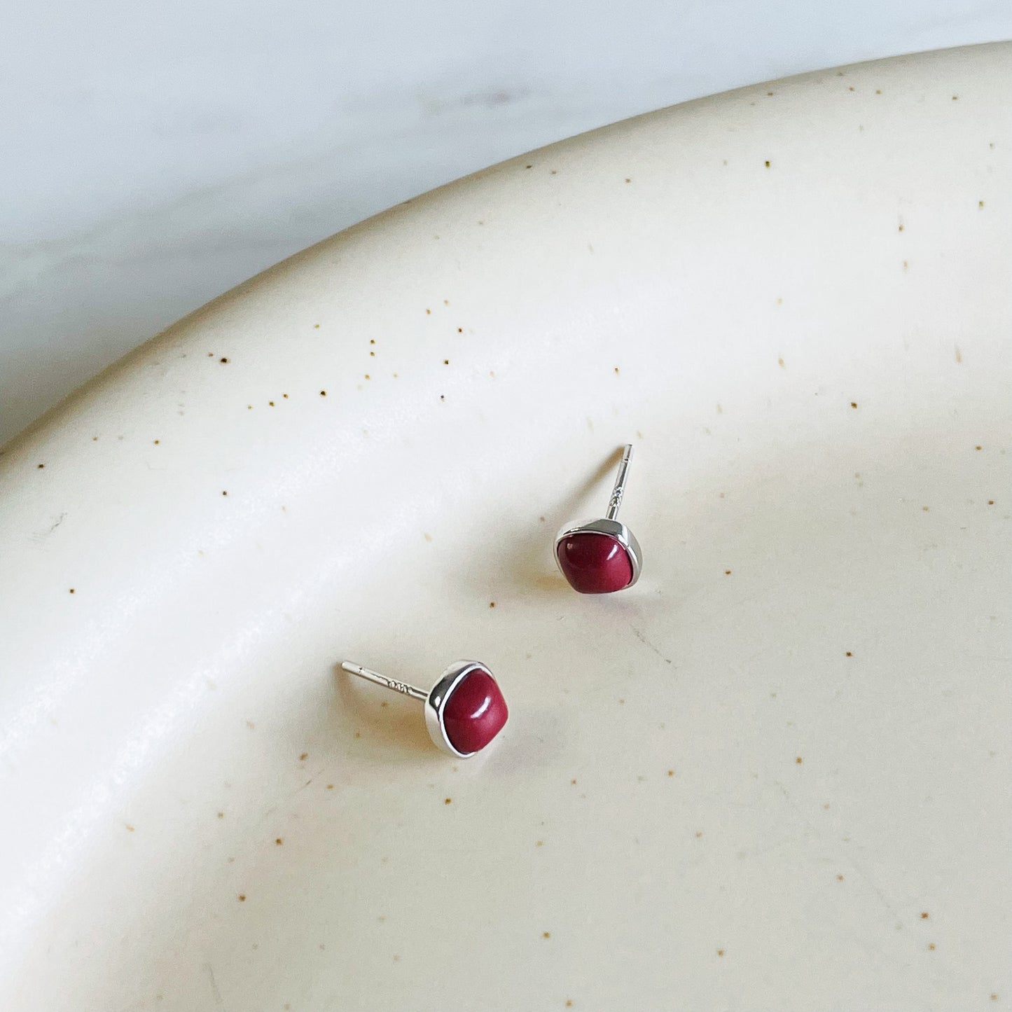 s925 CNY Red Stud Earrings