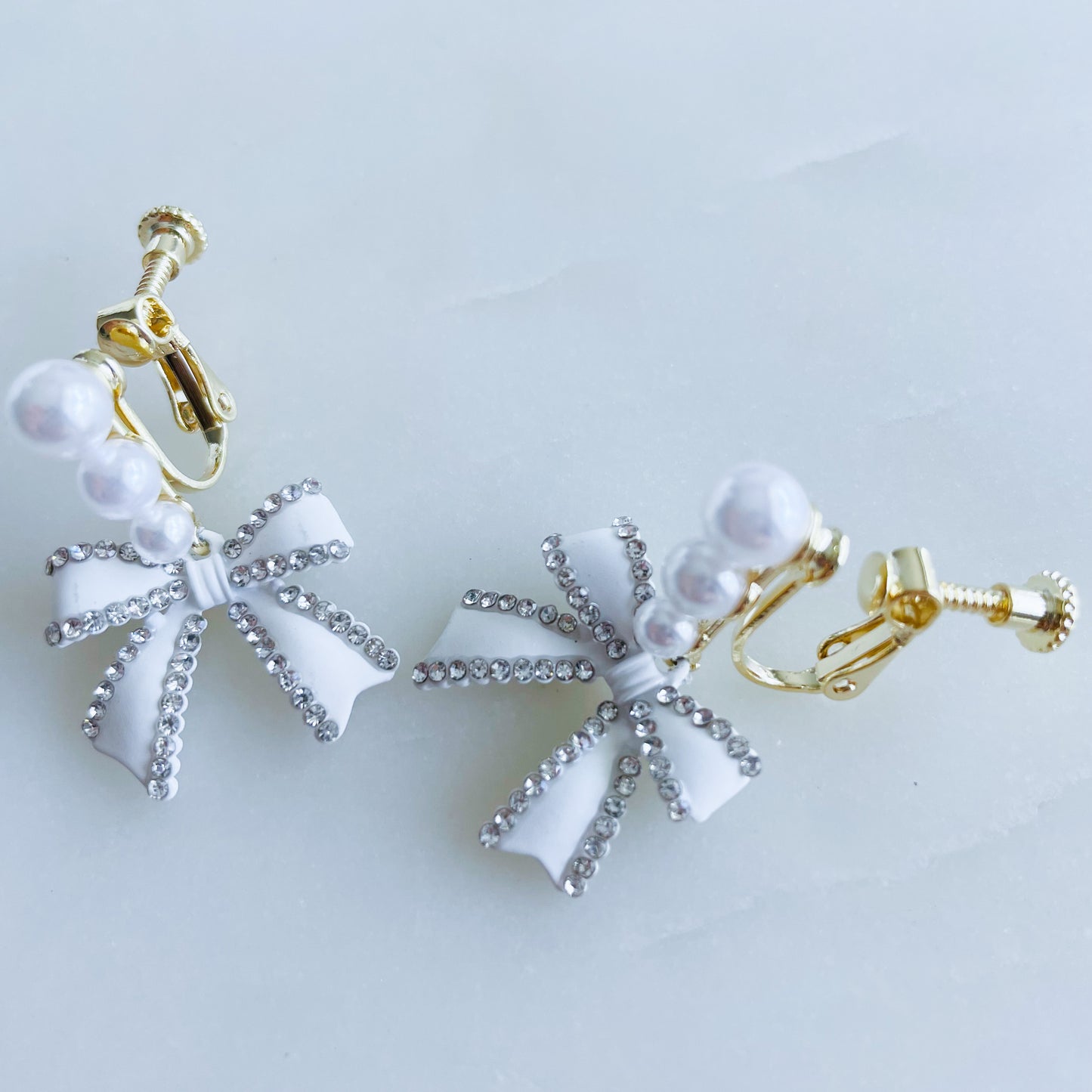 White Knot Ear Clips