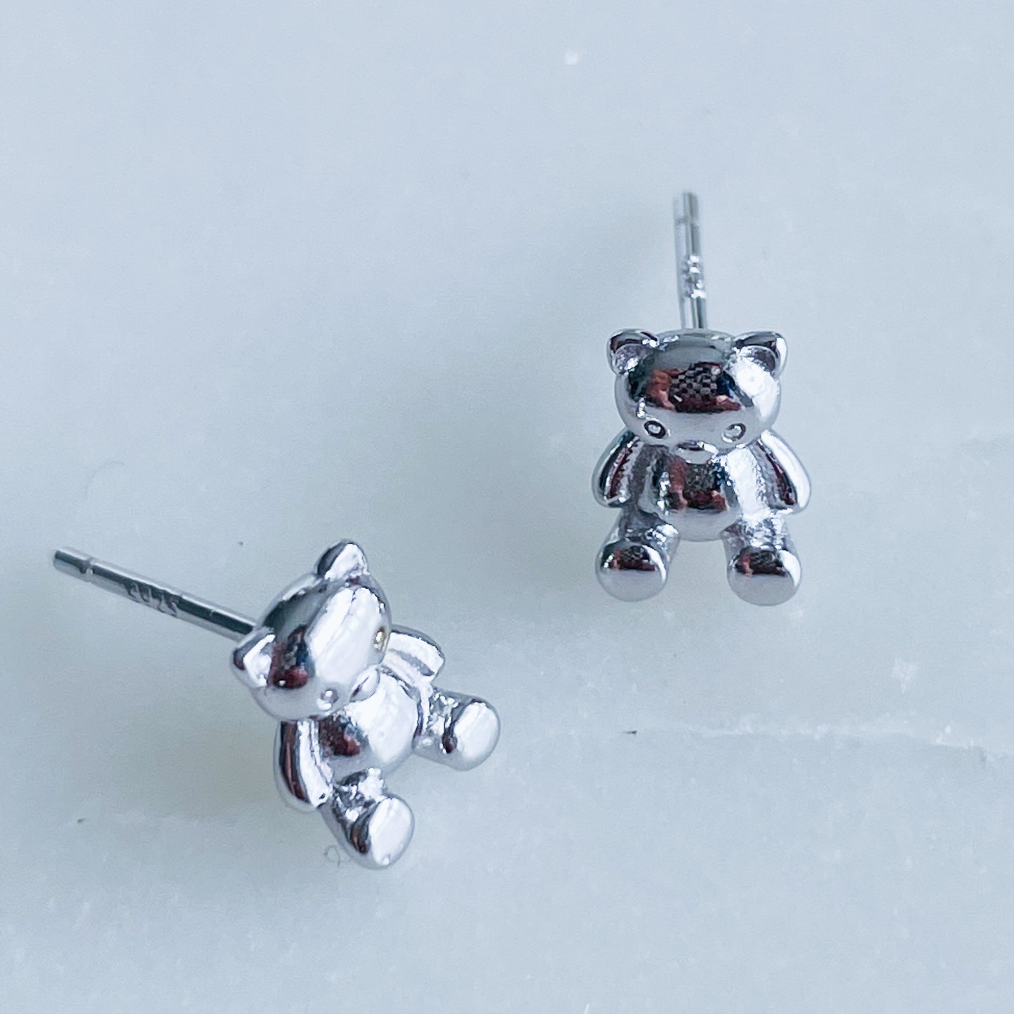 925 Sterling Silver Tiny Bear Ear Studs