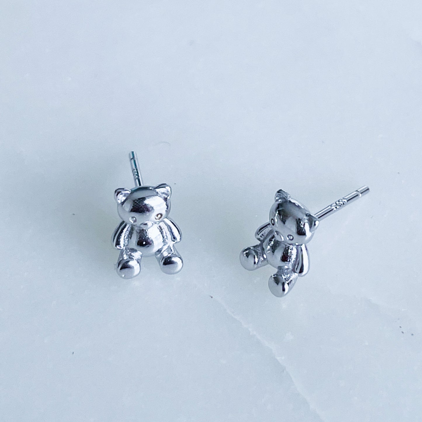 925 Sterling Silver Tiny Bear Ear Studs