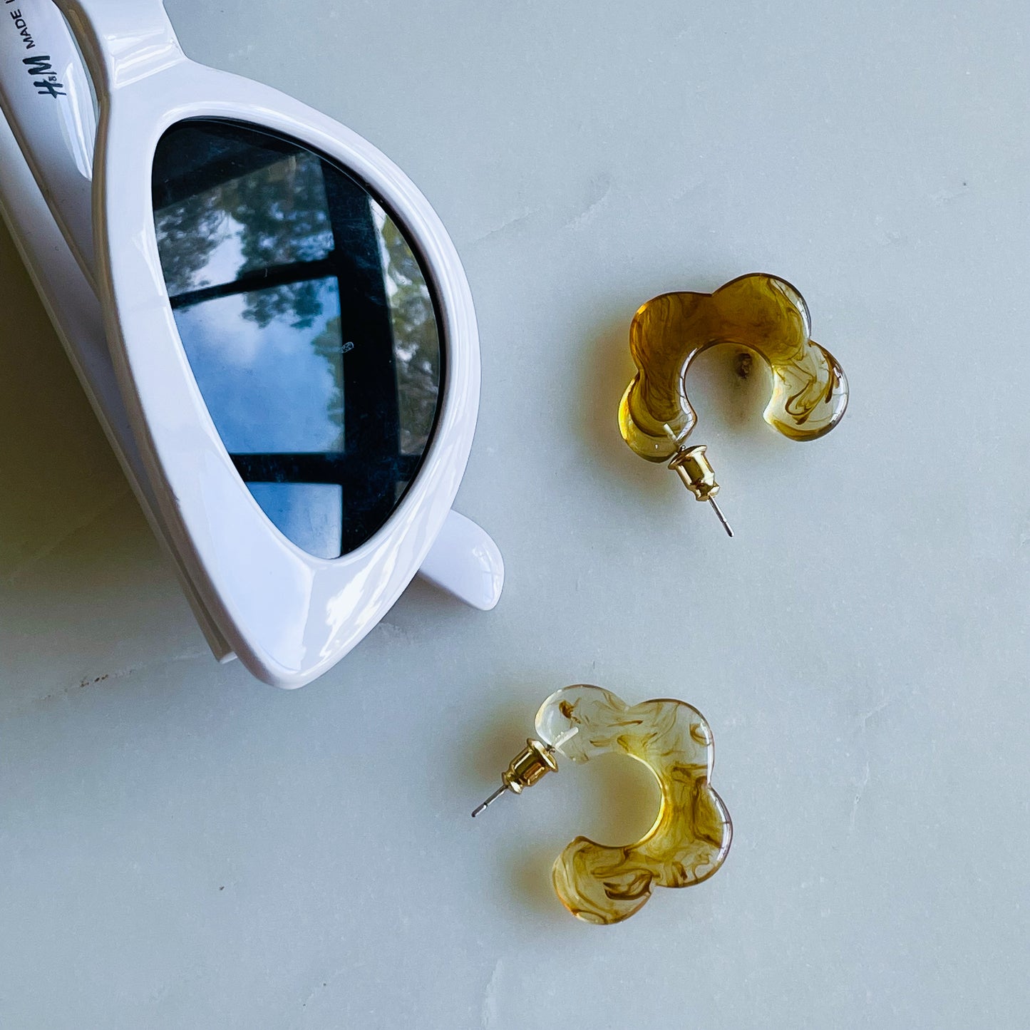 Amber Flower Earrings