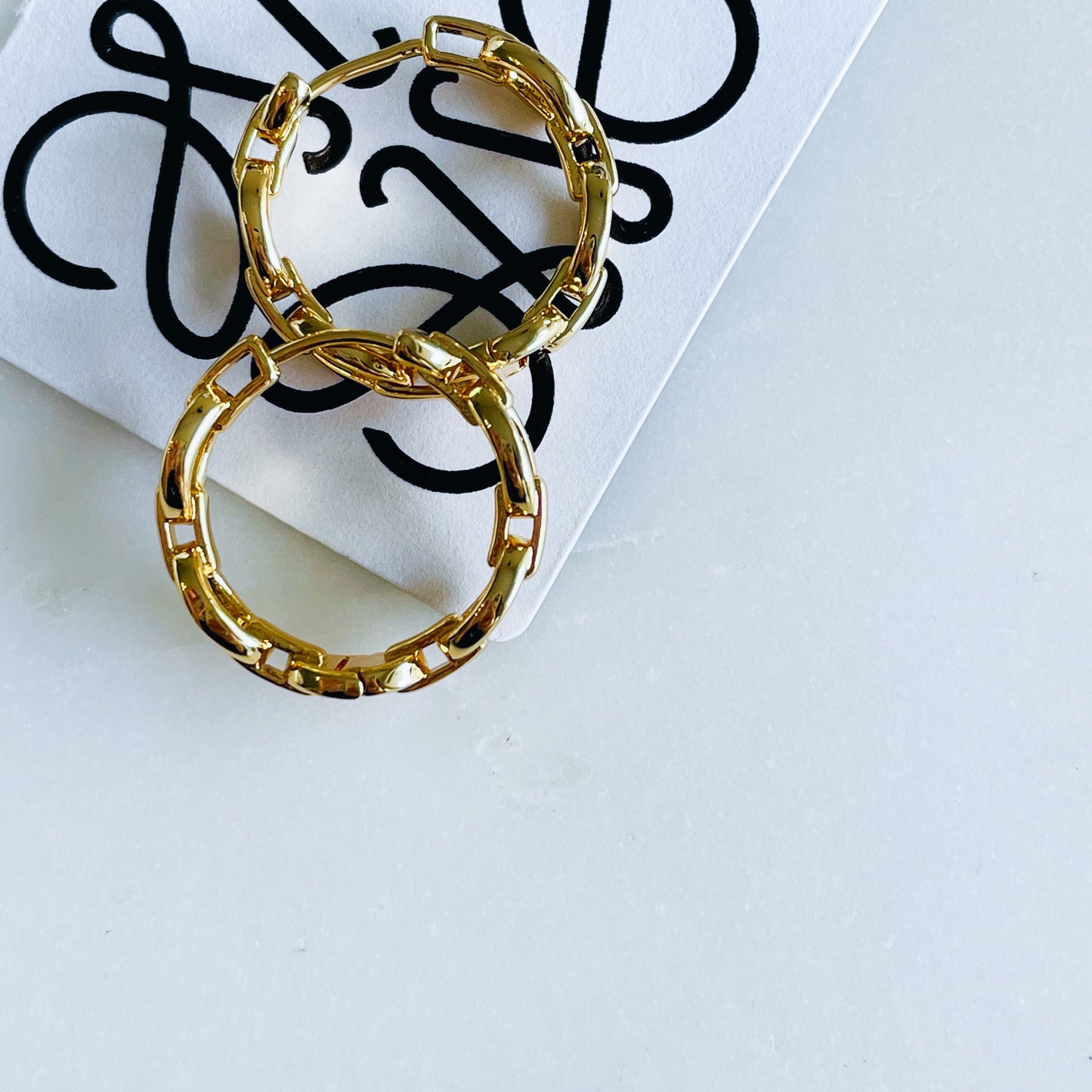 Medium Chain Hoop Earrings