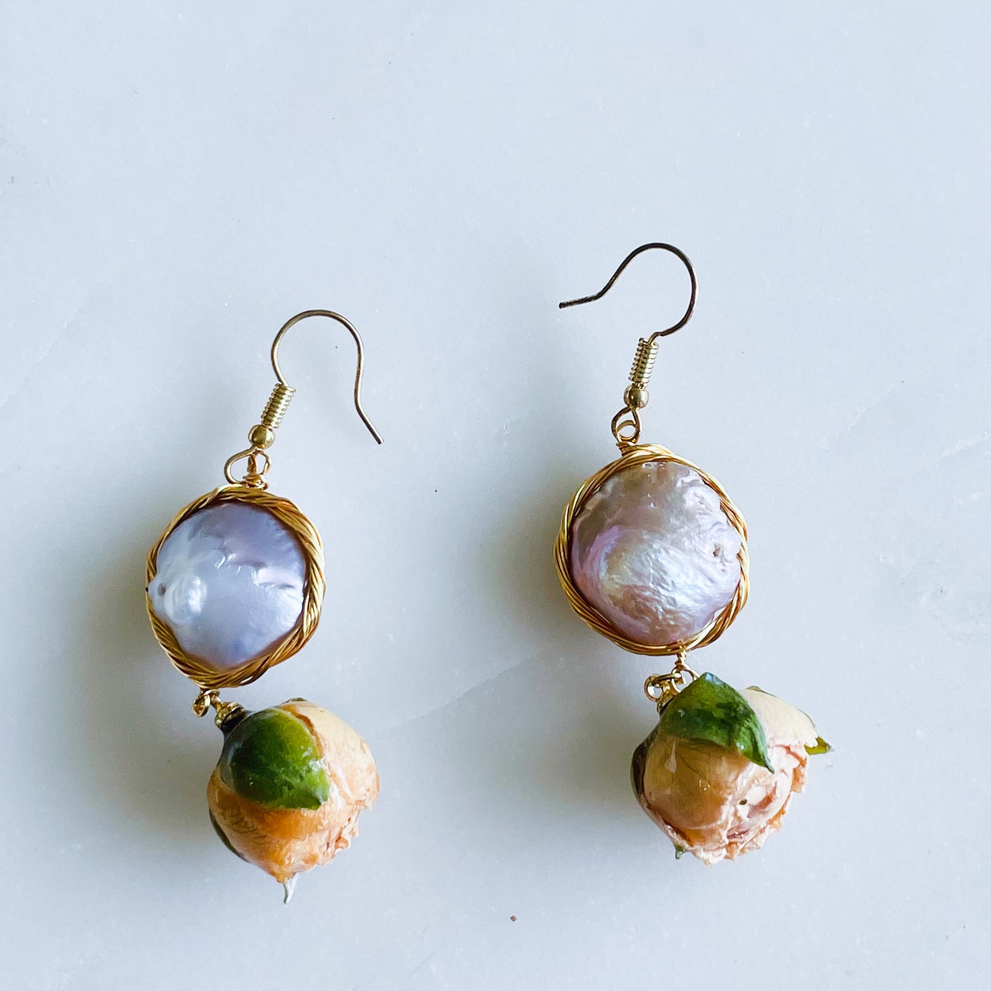 Preserved Fresh Flower Earrings